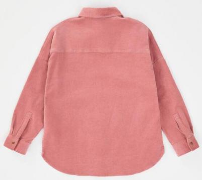 Рубашка с длинным рукавом вельветовая на кнопках розовая, 158, 224BBGJC2301 – фото 1