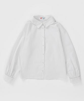 Рубашка с фигурным воротником белая (122) – фото 5