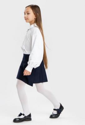 Рубашка с фигурным воротником белая (158) – фото 2