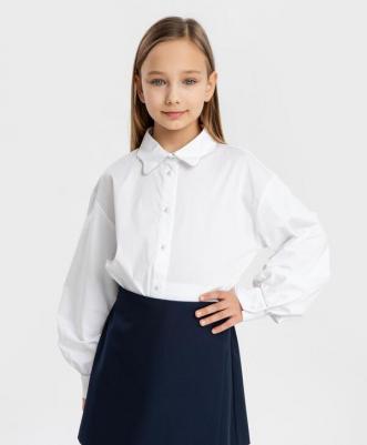 Рубашка с фигурным воротником белая (170)