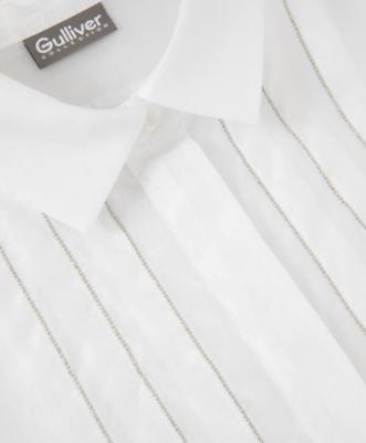 Блузка из вискозы с декором белая для девочки, 140, 224GSGC2206 – фото 1