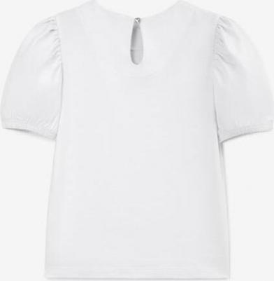 Блузка с коротким рукавом и отделкой стразами белая для девочки (122) – фото 2