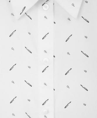 Блузка с коротким рукавом прямой формы с рисунком для девочки, 128, 224GSGC2201 – фото 1