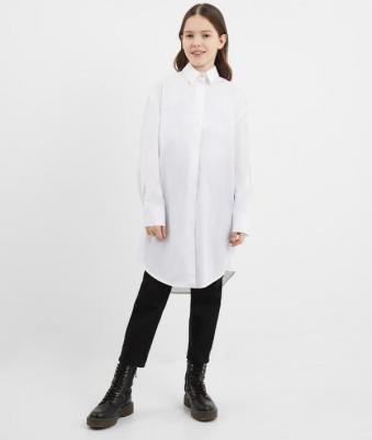 Блузка удлинённая белая для девочки, 170, 224GSGJC2203