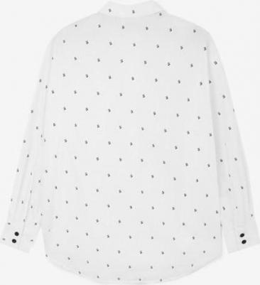Рубашка оверсайз с принтом белая для девочки, 134, 224GSGC2207 – фото 2