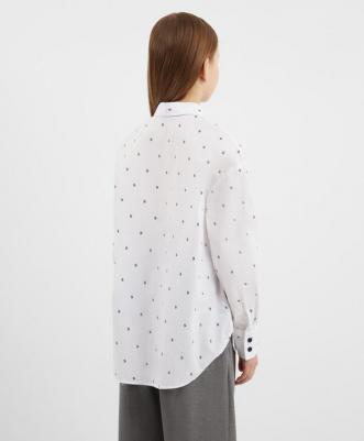 Рубашка оверсайз с принтом белая для девочки, 134, 224GSGC2207 – фото 3