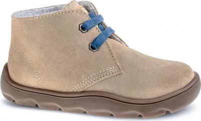 Детские кожаные ботинки со шнурками, бежевый