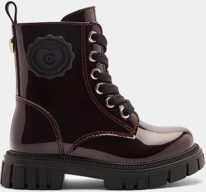 Ботинки Combat с блестящей пластиковой отделкой, бордовый