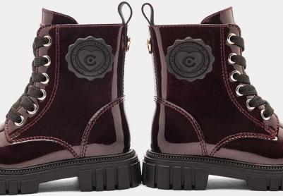 Ботинки Combat с блестящей пластиковой отделкой, бордовый – фото 1