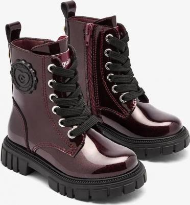 Ботинки Combat с блестящей пластиковой отделкой, бордовый – фото 2