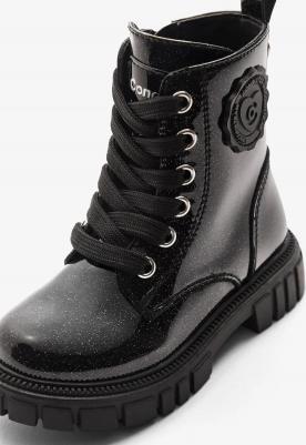 Ботинки Combat с блестящей пластиковой отделкой, бордовый – фото 3