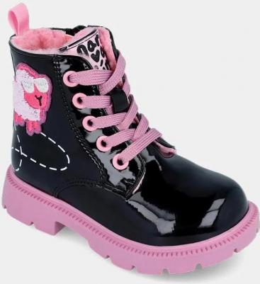 Детские ботинки с блестящей отделкой и деталями в виде овечки, черный/розовый – фото 10