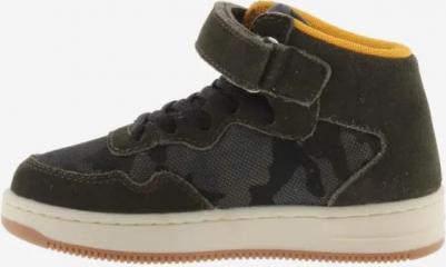 Детские спортивные ботинки с высоким голенищем из замши и эластичным шнурком, бежевый – фото 2