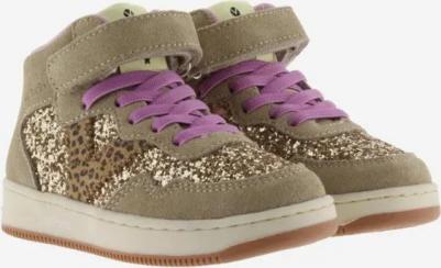 Детские спортивные ботинки с высоким голенищем из замши и эластичным шнурком, бежевый – фото 3