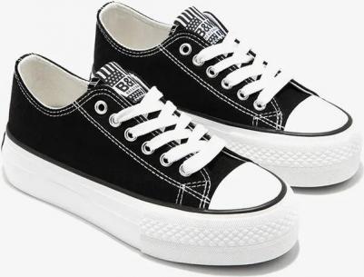 Детские низкие кеды из парусины на платформе B&W, черный – фото 8