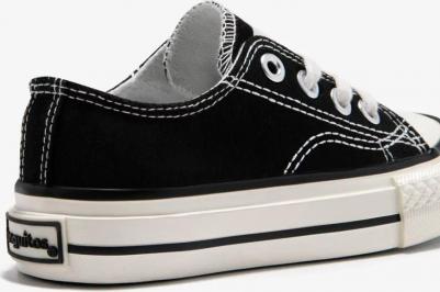 Детские низкие кеды из парусины на шнуровке, черный – фото 4