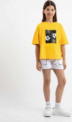 Шорты джинсовые с накладными карманами белые для девочек (152) – фото 3