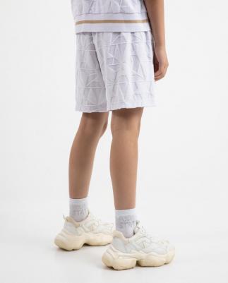 Шорты махровые с фактурным геометрическим рисунком белые для девочки 4630057387326 – фото 1