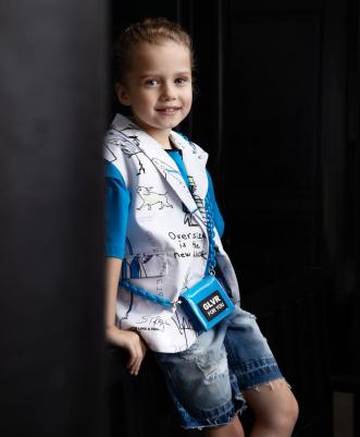 Шорты с варкой, потертостями, повреждениями синие, 104, 12401GMC6006