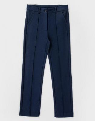 Брюки классические с прорезными карманами синие (146) – фото 6