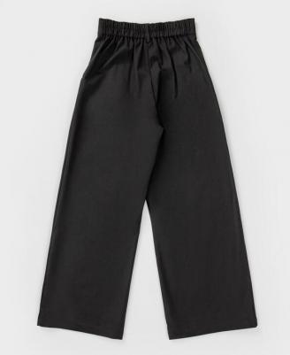 Брюки палаццо прямые с подворотами черные (134) – фото 3