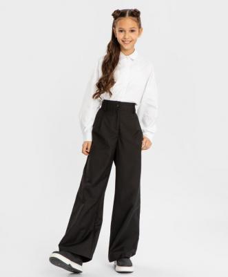 Брюки палаццо прямые с подворотами черные (140)