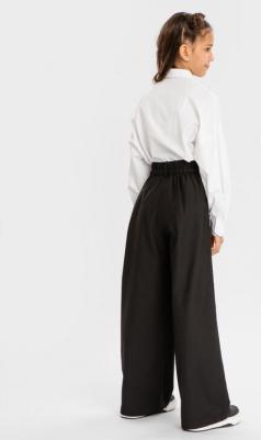 Брюки палаццо прямые с подворотами черные (170) – фото 1