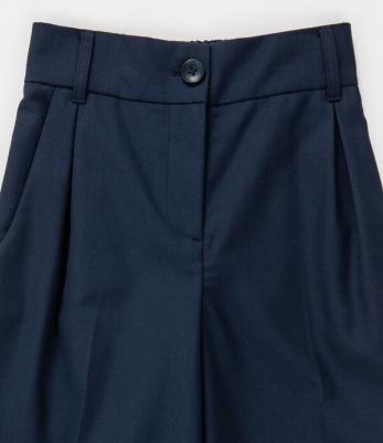 Брюки палаццо прямые с защипами синие (170) – фото 4