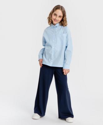 Брюки палаццо с прорезными карманами синие (122) – фото 4