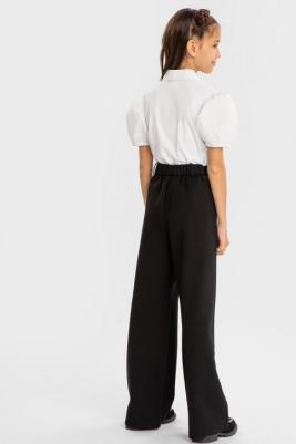 Брюки палаццо с защипами черные (164) – фото 4