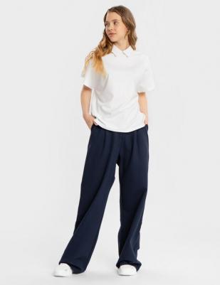 Брюки палаццо с защипами синие (128) – фото 4