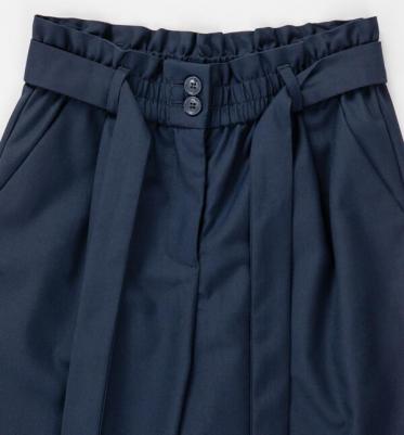 Брюки прямые с баской на поясе синие (170) – фото 4