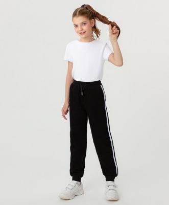 Брюки с лампасами черные (164)