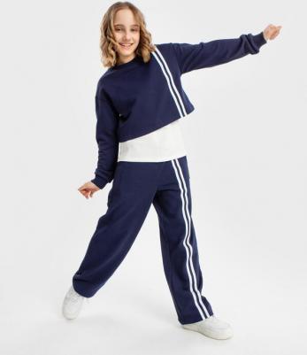 Брюки широкие с лампасами синие (152)