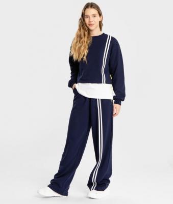 Брюки широкие с лампасами синие (164) – фото 4