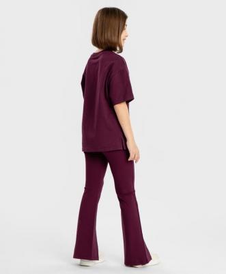 Брюки трикотажные буткат с разрезами спереди фиолетовые от, 164, 224BBGJC5606 – фото 3