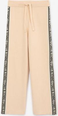 Брюки из вязаного трикотажа с лампасами бежевые для девочки, 152, 22408GJC3703 – фото 2