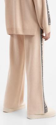 Брюки из вязаного трикотажа с лампасами бежевые для девочки, 152, 22408GJC3703 – фото 4