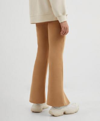 Брюки клёш трикотажные с разрезами коричневые для девочки, 146, 22408GJC5606 – фото 1