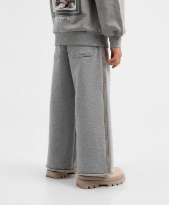 Брюки расклёшенные из футера серые для девочки, 110, 22402GMC5603 – фото 2