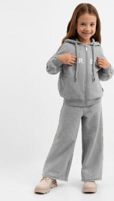 Брюки расклёшенные из футера серые для девочки, 122, 22402GMC5603