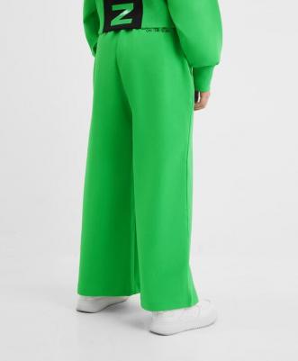 Брюки широкие трикотажные зелёные для девочки, 164, 22409GJC5604 – фото 3