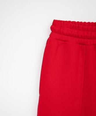 Брюки свободные из футера с разрезами красные для девочки, 164, 22407GJC5601 – фото 1