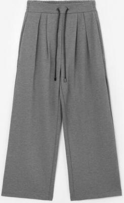 Брюки трикотажные с поясом на резинке серые для девочки (152) – фото 1