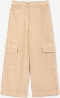 Брюки вельветовые с карманами карго бежевые для девочки, 164, 22408GJC6306 – фото 1