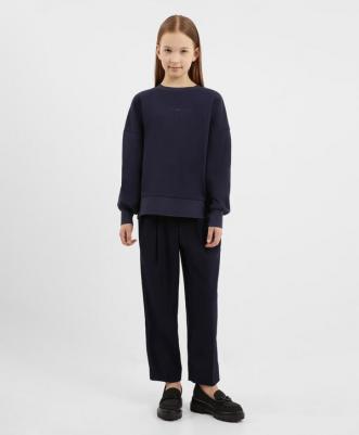 Брюки зауженные с защипами синие для девочки (158)