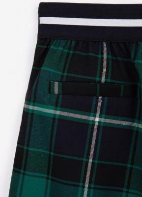 Брюки зауженные в клетку с поясом на резинке зелёные для девочки (164) – фото 1