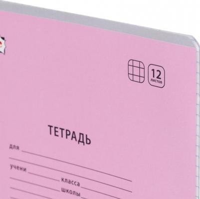 Тетрадь школьная розовая Отличник А5 12 листов в клетку – фото 12