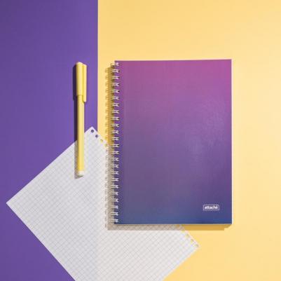 Бизнес-тетрадь Градиент А5 96 листов фиолетовая в клетку на гребне, УФ-сплошной глянцевый лак – фото 5