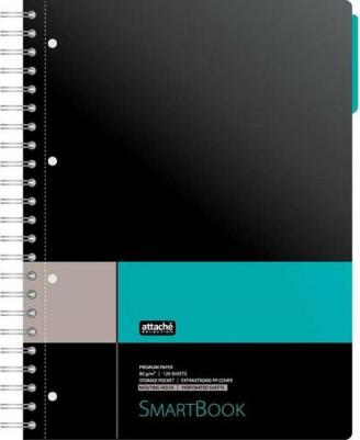 Бизнес-тетрадь Тетрадь SMARTBOOK А4 120л. клетка, спир, микроп, разд, карм, сер-бирюз